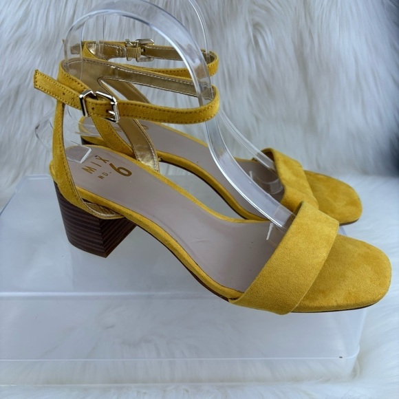 MIX NO.6 SUEDE HEELS SANDALS SIZE 8.5 WOMAN YELLOW COLOR - Picture 4 of 8